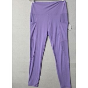 Pop Sweat Sportic Size XL Color  Purple Ribbed Leggings With Pock